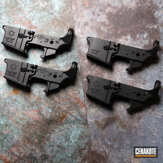 Star Of David Ar15 Coated With Cerakote In Cerakote Glacier Black And Graphite Black