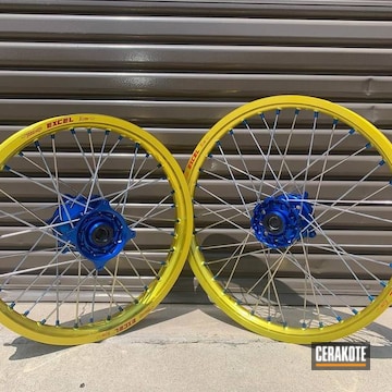 Bicycle Wheels Coated With Cerakote Lemon Zest