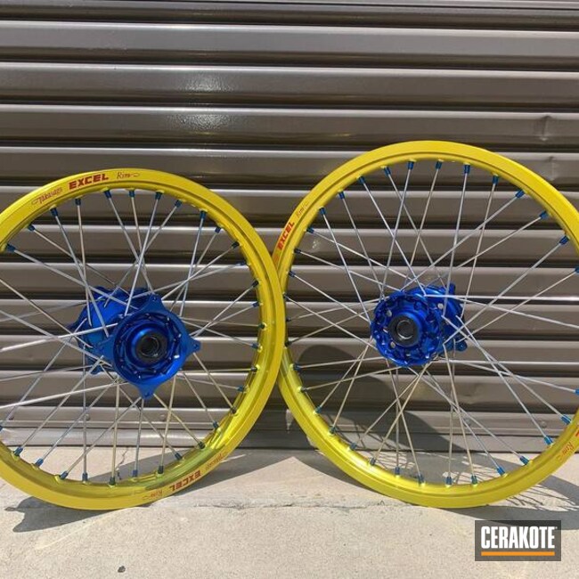 Bicycle Wheels Coated With Cerakote Lemon Zest