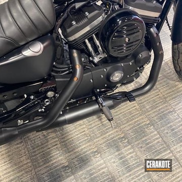 Harley Exhaust Coated With Cerakote In Graphite Black