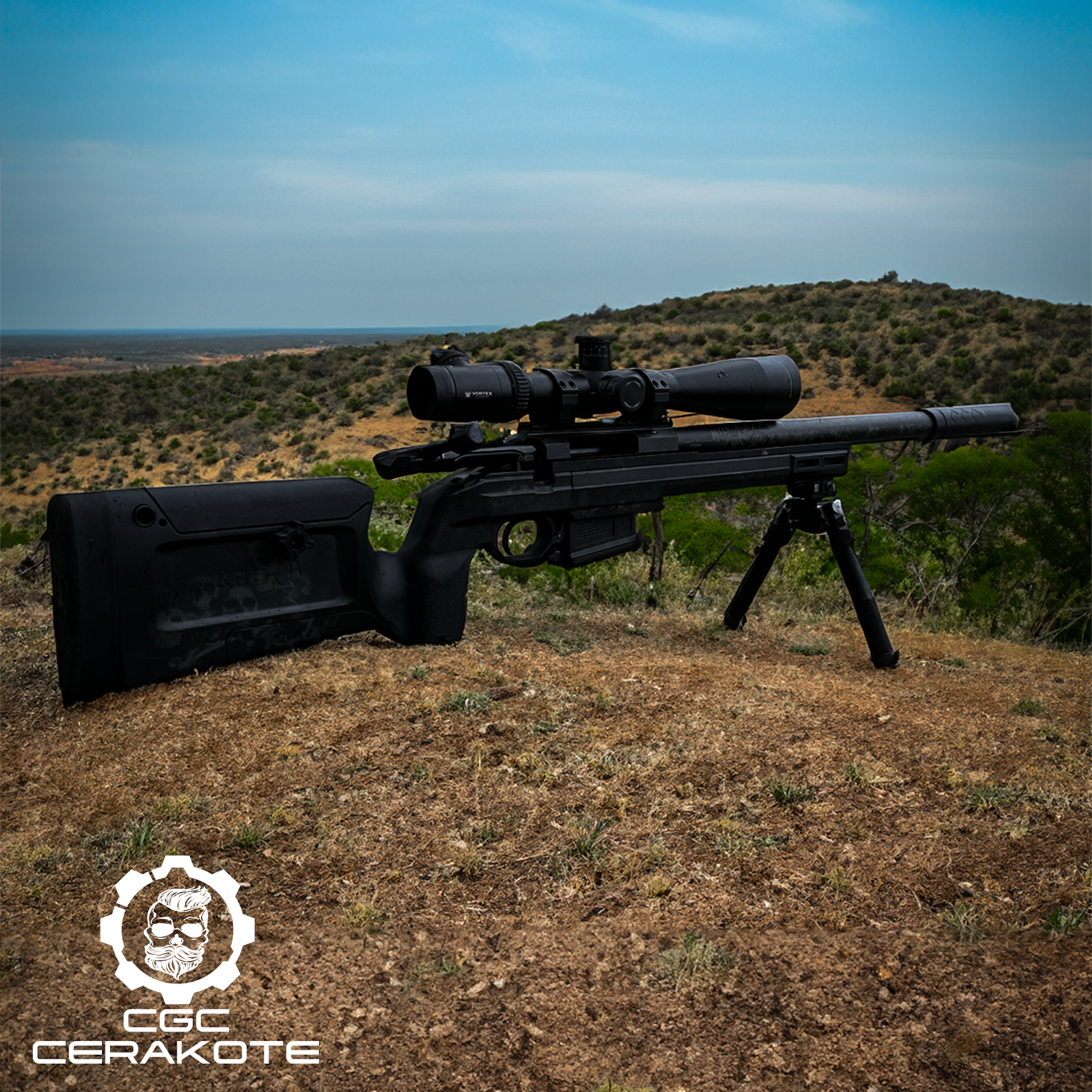 Skull themed Bolt Action Rifle | Cerakote