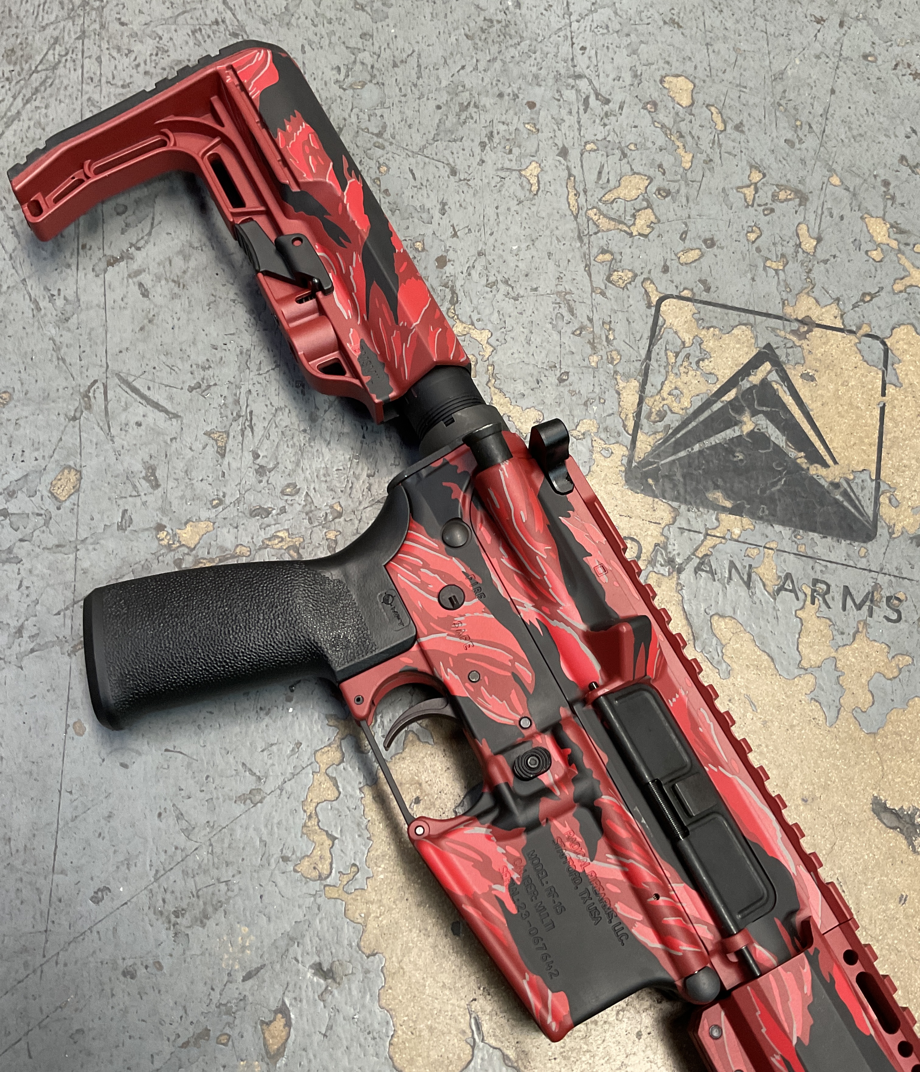 Red Vts Radical Firearms coated in a Crimson, Armor Black, Steel Grey ...