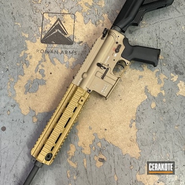 Hk 416 Coated With Cerakote In Titanium, Burnt Bronze, Ral 8000 And Gold