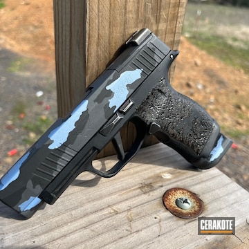 P365 Xl Polar Blue Camo Coated With Cerakote In H-190, H-326 And C-239