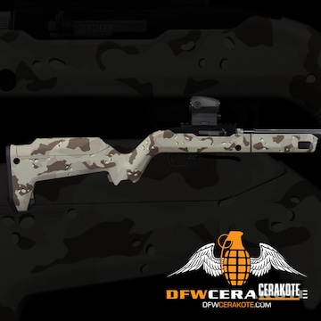 Chocolate Chip Camo 10/22 Coated With Cerakote In H-143, H-212, H-190, H-247 And H-199