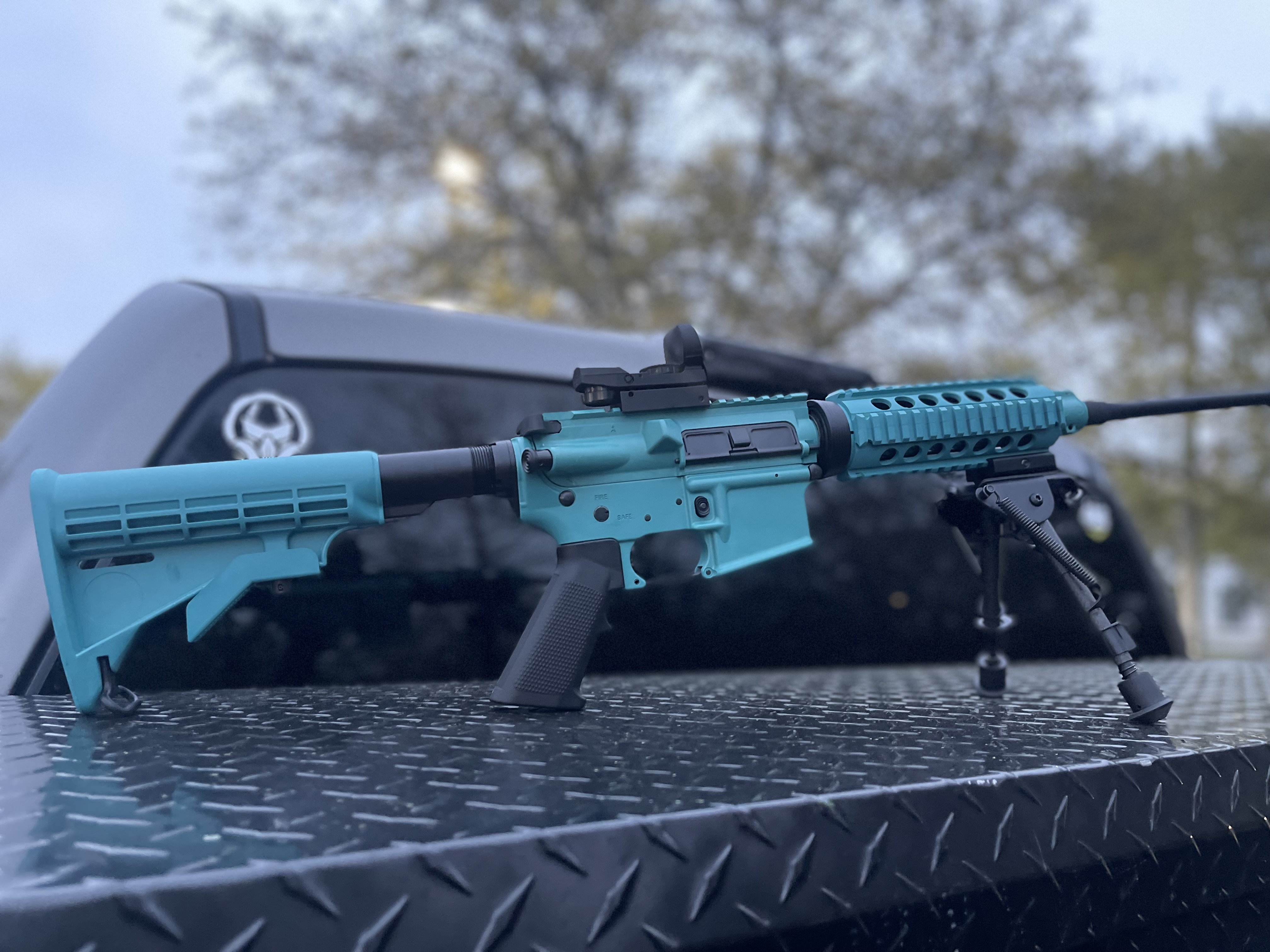 Aztec Coating Machine Ar-15 Aztec Teal using a Aztec Teal Finish | Cerakote