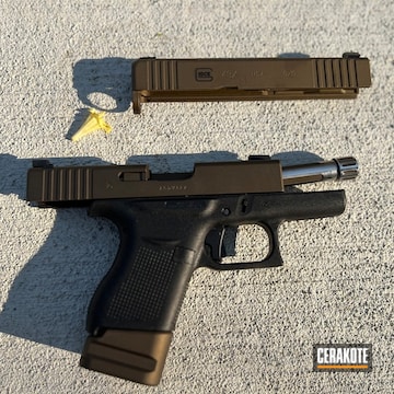 Glock 43 Coated With Cerakote In Midnight Bronze And Cerakote Glacier Black