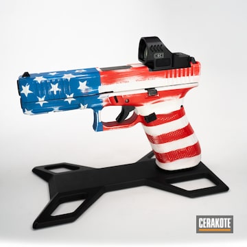 American Flag Glock Coated With Cerakote In H-220, H-136 And H-167