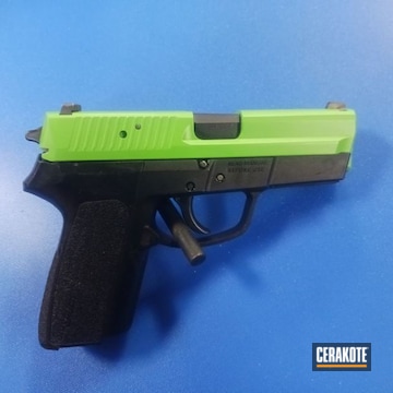 Sig Sp2340 Coated With Cerakote In Green Mamba And Armor Black