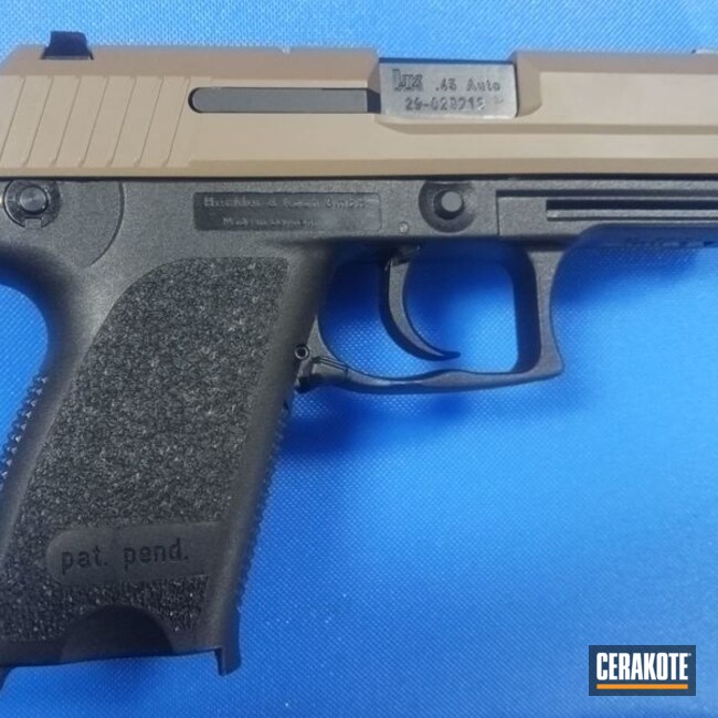 Hk 45 Coated With Cerakote In Flat Dark Earth And Armor Black