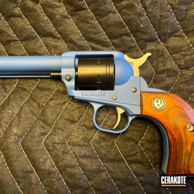 Ruger Wrangler Revolver Coated With Cerakote In Deep Blue