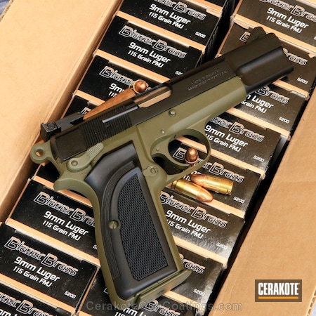 Powder Coating: Browning Hi-Power,Mil Spec O.D. Green H-240,Handguns,Browning