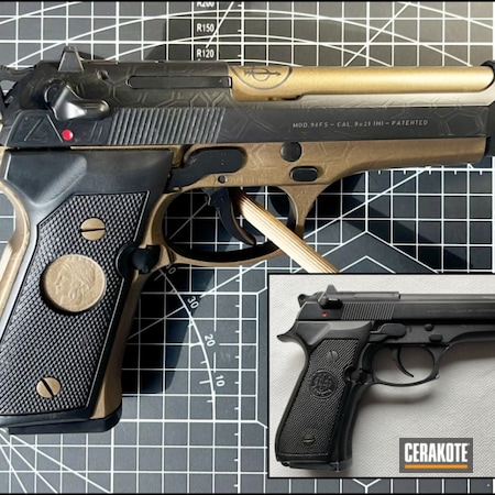 Powder Coating: Armor Black C-192,Burnt Bronze C-148,Handguns,Pistol,Beretta,AR Pistol,Beretta M9,Super Grip SG-100,BRONZO BRUCIATO C-148