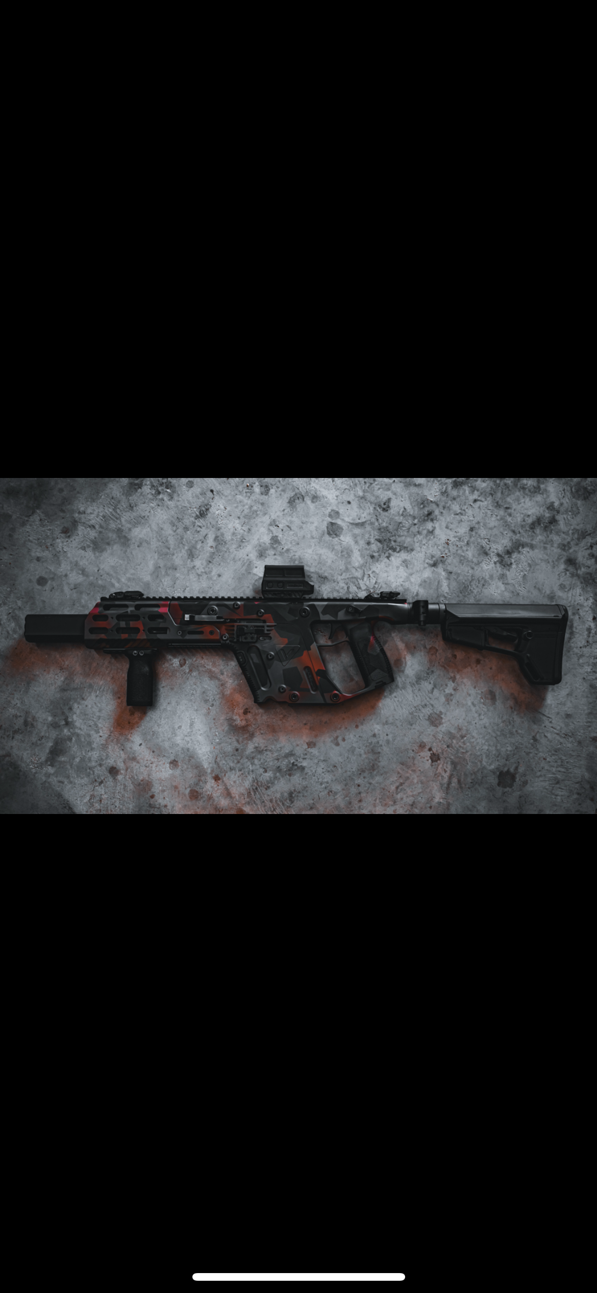Kriss Vector In Red Splinter featuring H-221, H-190 and H-234 | Cerakote