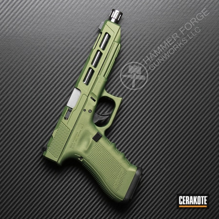 Powder Coating: Dodge,Glock,Custom Color,Handguns,F8 Green,Glock 34,Tungsten H-237,Mopar,Challenger