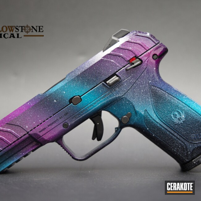 Ruger Coated With Cerakote In Wild Purple H-197, Navy Blue H-127, Sangria H-348 And Bright White H-140.