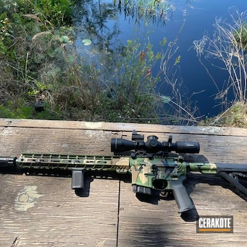 Woodland Camo Ar15 Coated With Cerakote In Hir-253, H-33446, H-212 And H-146