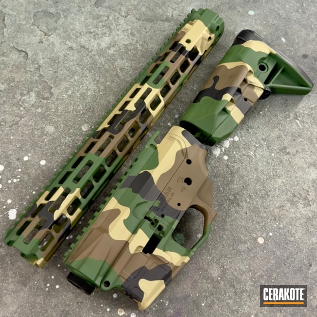 Radian In God's Plaid Coated With Cerakote In Chocolate Brown, Coyote Tan, Highland Green And Gen Ii Graphite Black