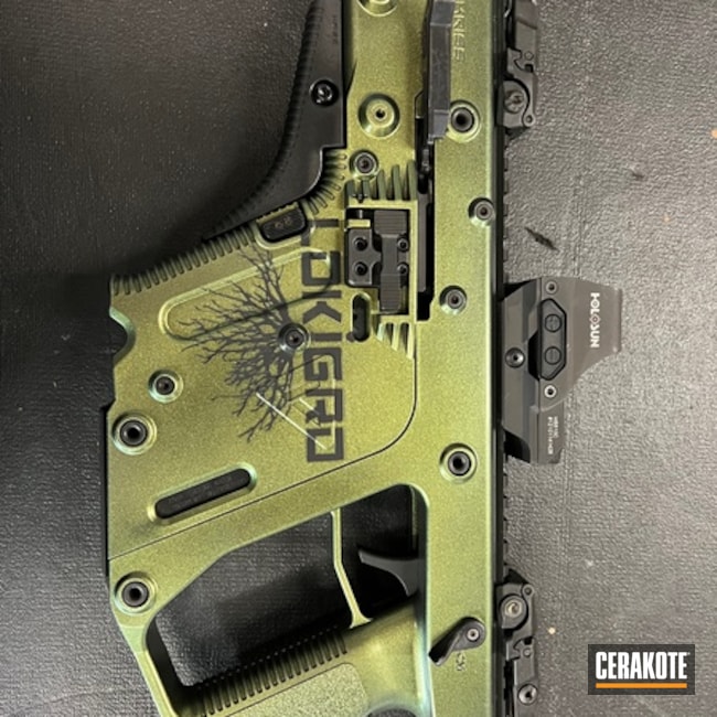 Greenhouse Kriss Vector Coated With Cerakote In Cerakote Fx Blaze, Cerakote Fx Ranger, Cerakote Fx Shiver And Graphite Black
