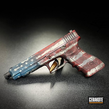 Powder Coating: Glock 35,Firearm,Bright Nickel H-157,Glock,Tattered Flag,NRA Blue H-171,Pistol,Armor Black H-190,USMC Red H-167,Certified Applicator,Burnt Bronze H-148