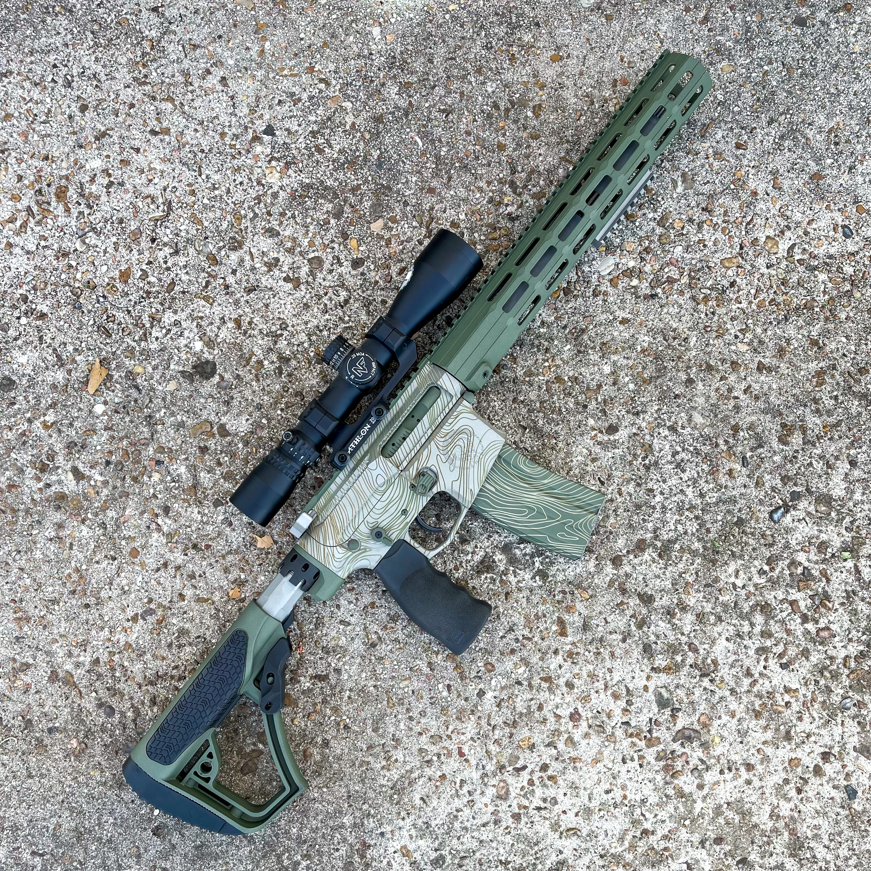 Topographic Rifle Custom Ludus Defense Danger Close Topo Rifle | Cerakote