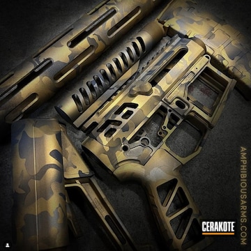 Custom Gold Ar Builder Set Coated With Cerakote In Armor Black, Crushed Silver And Gold