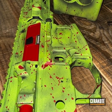 Zombie Ar Coated With Cerakote In Crimson, Zombie Green, Graphite Black And Black Cherry