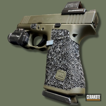 Powder Coating: Glock,Two Tone,Glock 43X,MAGPUL® O.D. GREEN H-232,Custom Camo,Stippled