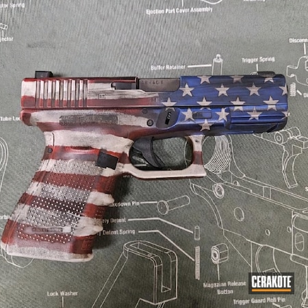 Powder Coating: Glock,NRA Blue H-171,Armor Black H-190,Stormtrooper White H-297,Glock 19,USA,RUBY RED H-306,Handgun,SPRINGFIELD® FDE H-305,Distressed American Flag