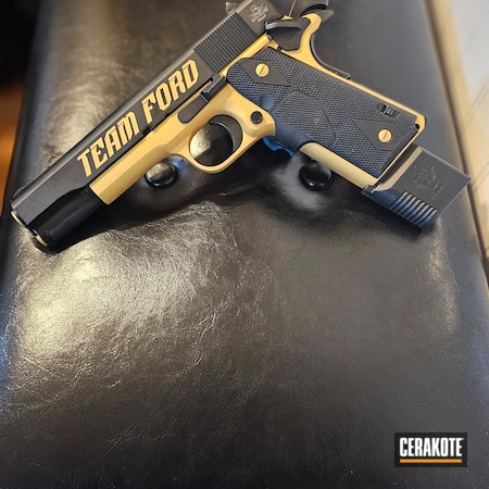 Powder Coating: Two Tone,1911,Gold,Gold H-122,Rock Island Armory 1911,Laser Engraved