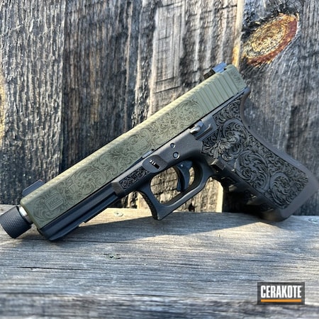 Powder Coating: 9mm,Glock,Glock 19,O.D. Green H-236,Gen II Graphite Black HIR-146