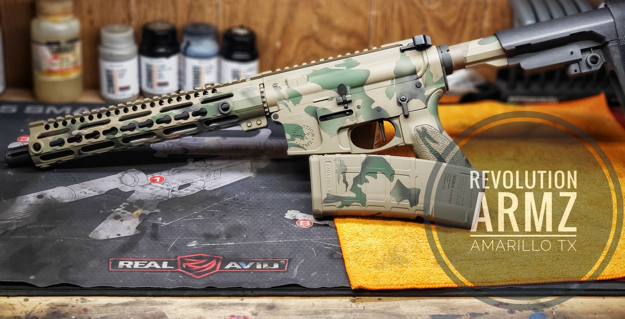Tactical Rifle done in Troy® Coyote Tan, A.I. Dark Earth and Magpul® Flat  Dark Earth