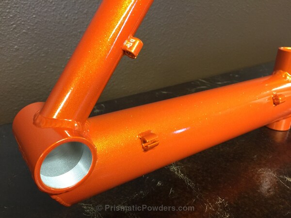 Powder Coating: Powder Coated RANS Bicycle Frame,Bicycles,Illusion Orange PMS-4620,Baby Rockstar Sparkle PPB-6627