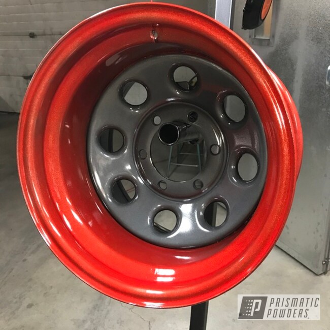 Powder Coated Wheels In Black And Red