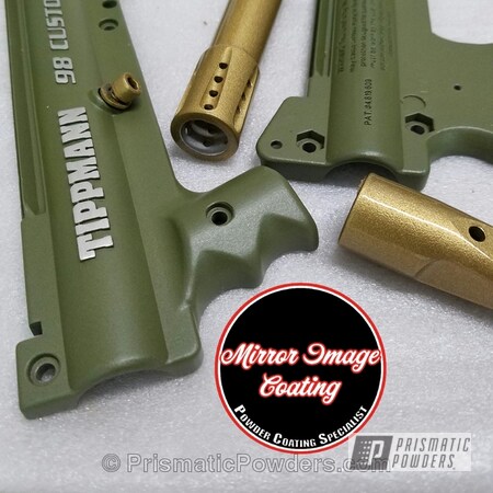 Powder Coating: Miscellaneous,Clear Vision PPS-2974,Army Green PSB-4944,Paintball Gun,Tippmann Custom Paintball Gun