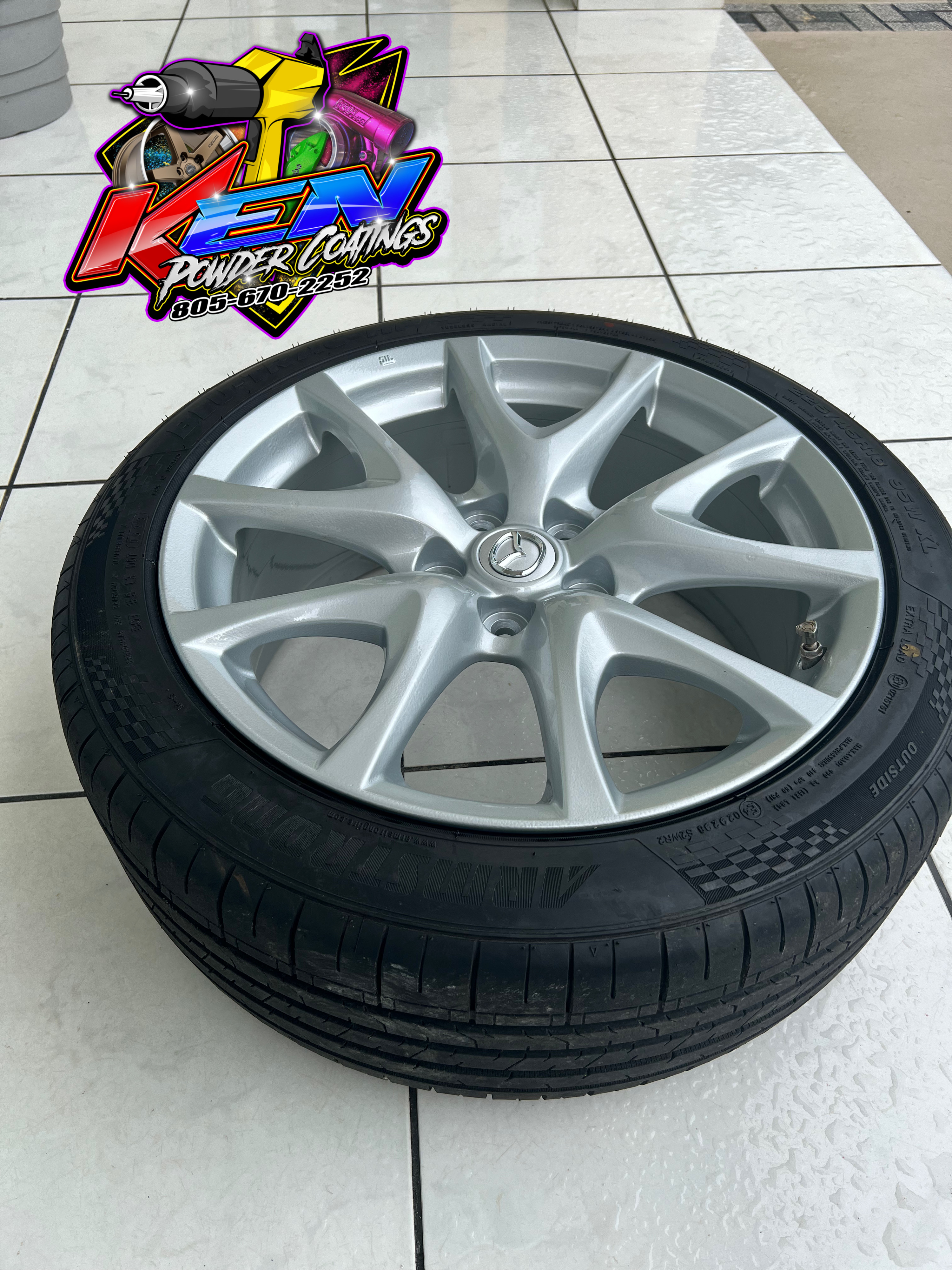 Aluminum Wheels coated with a Porsche Silver Finish | Prismatic Powders