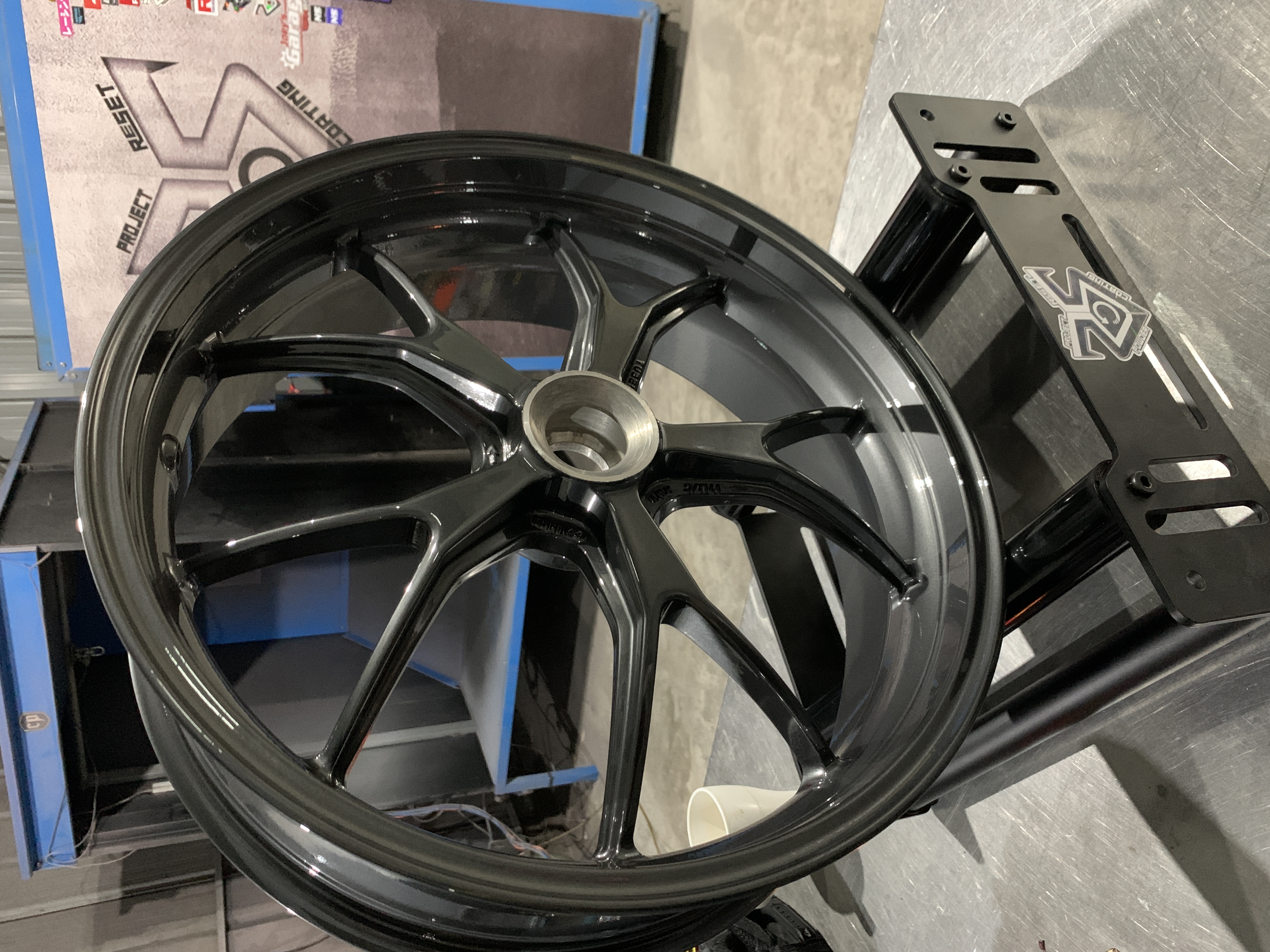 ducati monster rims on wet charcoal w clear vision | Prismatic Powders