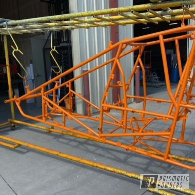 Bright Orange Go Cart Racing Chassis With Clear Coat