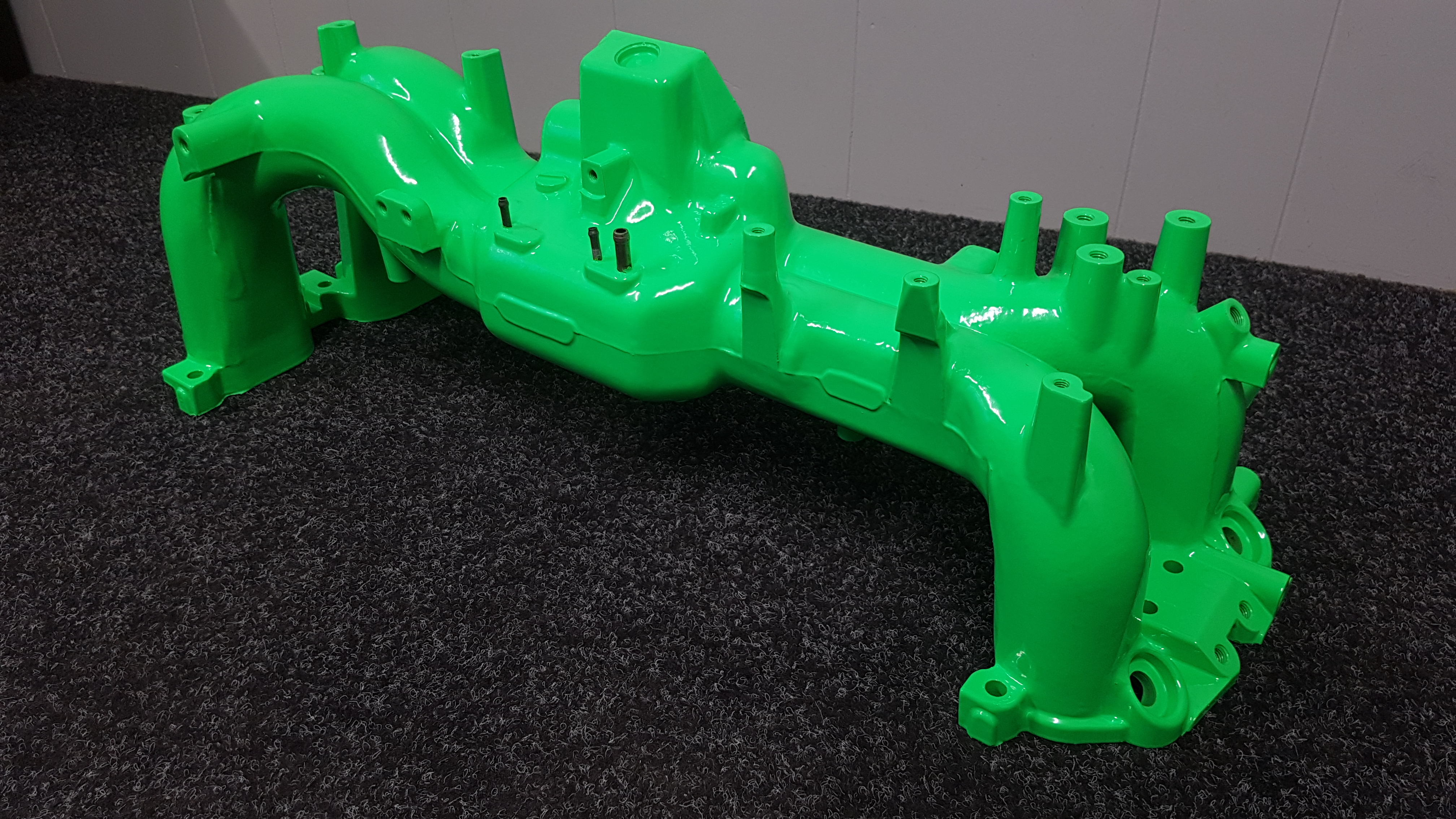 Automotive Engine Parts Coated with Neon Green | Prismatic Powders