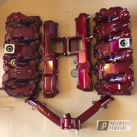 Powder Coating: Custom Engine Parts,Illusion Cherry PMB-6905,Clear Vision PPS-2974,Automotive,Duramax
