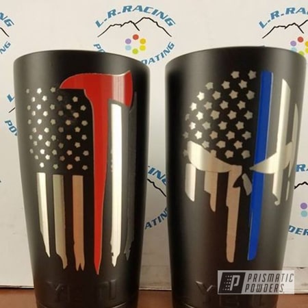 Powder Coating: Thin Red Line Flag Theme,Custom Powder Coated Tumbler Cups,Tumbler,Thin Blue Line Flag Punisher Theme,Custom Services Cup,RAL 5005 Signal Blue,Very Red PSS-4971,Miscellaneous,BLACK JACK USS-1522