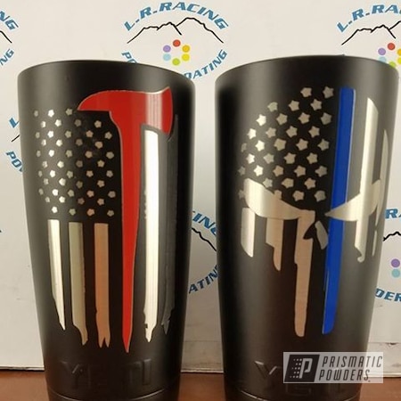 Powder Coating: Thin Red Line Flag Theme,Custom Powder Coated Tumbler Cups,Tumbler,Thin Blue Line Flag Punisher Theme,Custom Services Cup,RAL 5005 Signal Blue,Very Red PSS-4971,Miscellaneous,BLACK JACK USS-1522