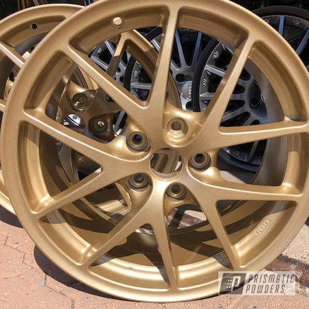 Powder Coating: 16” Wheels,Automotive,Poly Gold PMB-4211,Wheels