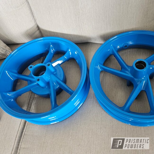 Wheels Powder Coated In Clear Vision, High Gloss Black And Velocity Blue