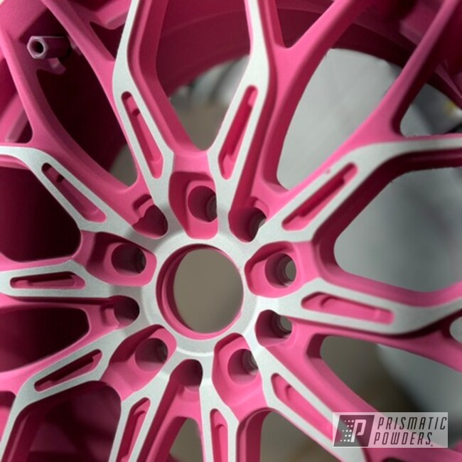 Wheel Powder Coated In Frosty Pink And Obsidian Black