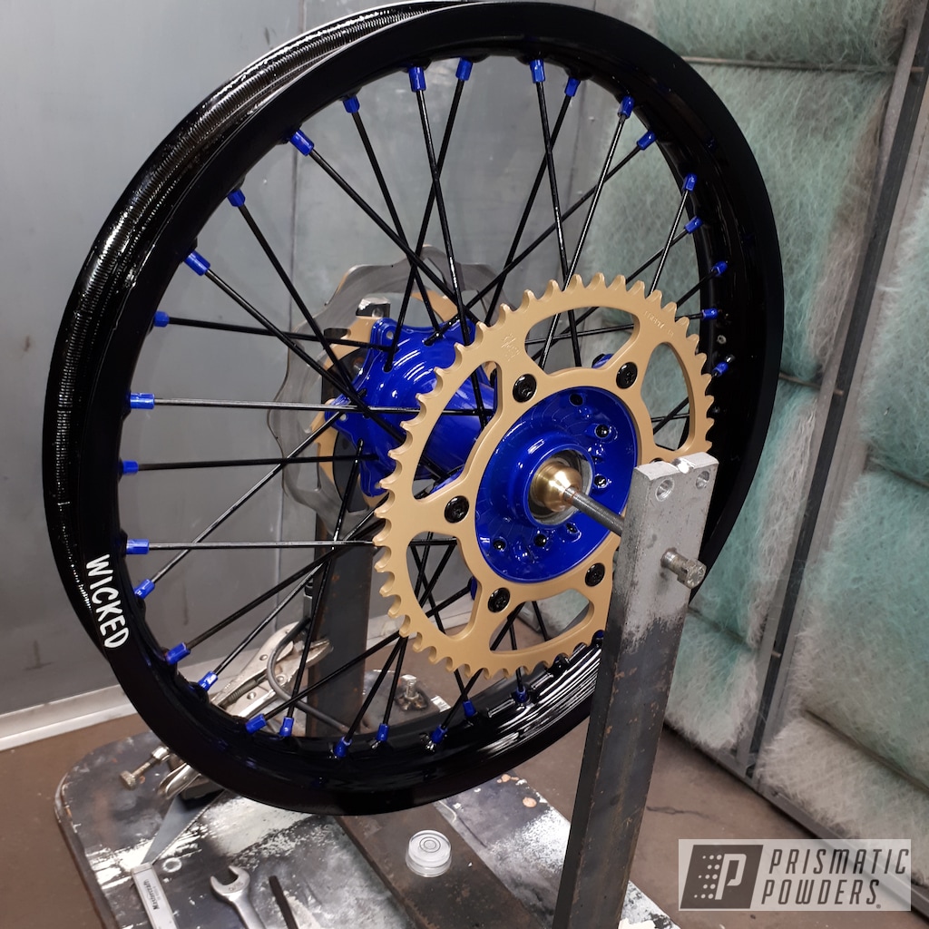 Dirt Bike Wheels Done In Ink Black And Intense Blue Prismatic Powders