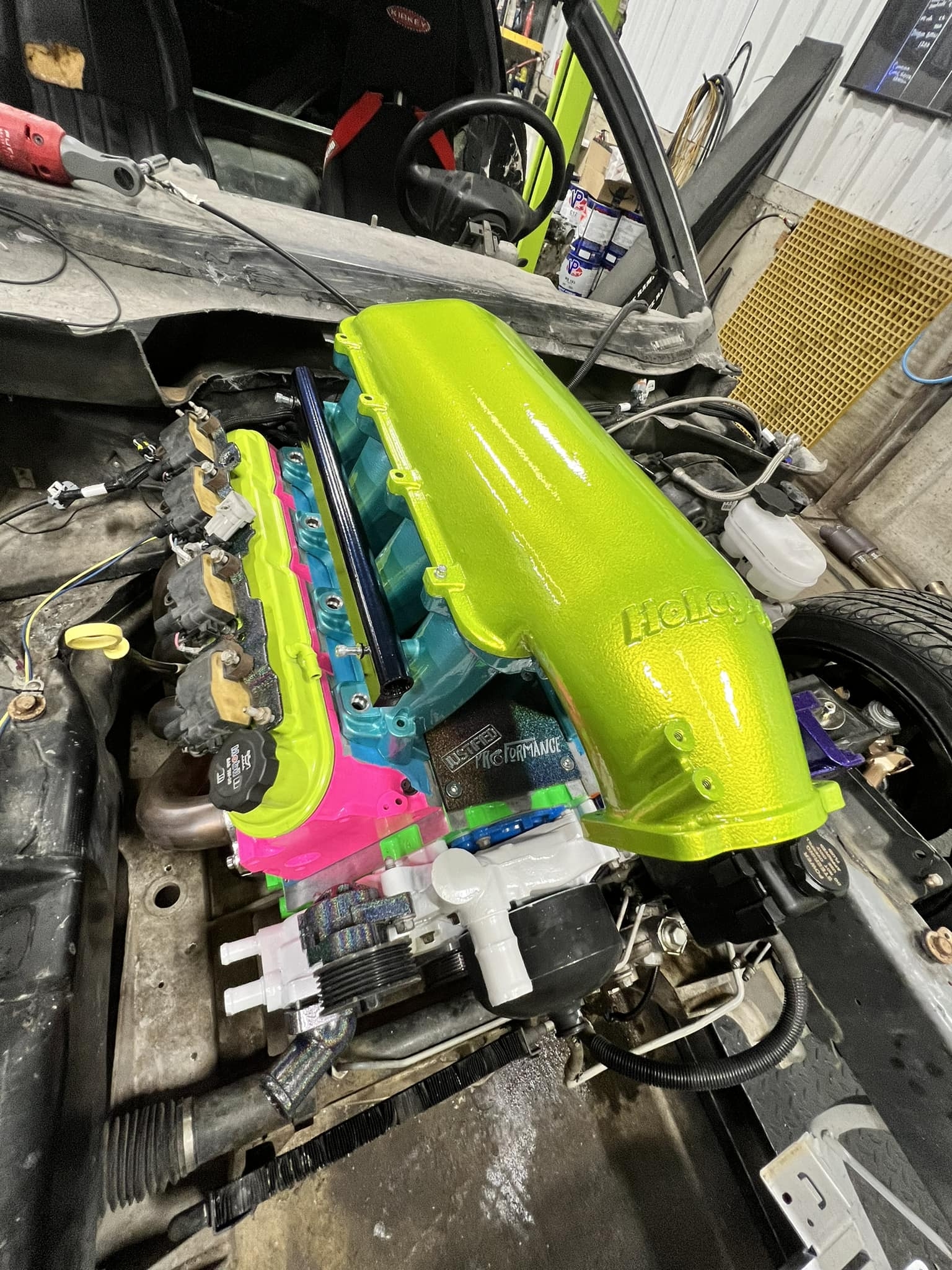 4765 Color:red Powder Coated LS Engine Build finished with a Racer Red, Alien Silver ...