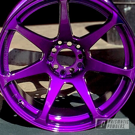 Powder Coating: Powder Coated Wheels,Clear Vision PPS-2974,Illusion Purple PSB-4629,Two Coat Application,Automotive,Wheels