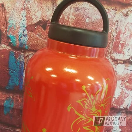 Powder Coating: Fire Orange PMB-6463,Psycho Lemon PPB-2366,Custom Cups,Drinkware,Two Color Application,Water Bottle