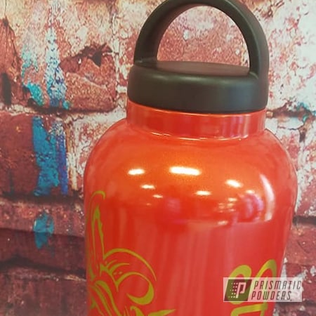 Powder Coating: Fire Orange PMB-6463,Psycho Lemon PPB-2366,Custom Cups,Drinkware,Two Color Application,Water Bottle